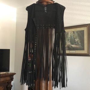 Black Fringe Vest